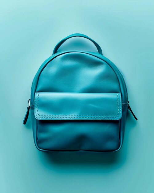 Photo trendy minimalist small blue backpack with simple design and sleek aesthetic for stylish and