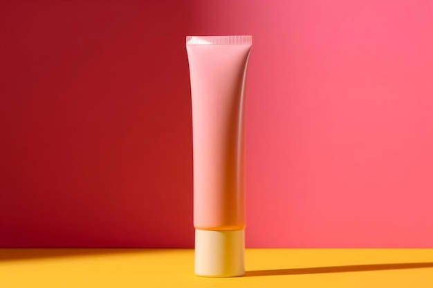 Trendy mock up cosmetic tube Bright AI generative image