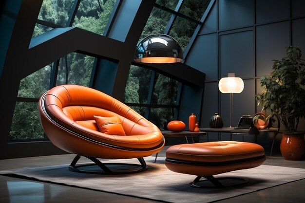 Photo the trendy modern furniture futurism style