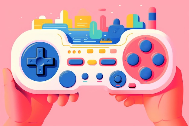 Trendy modern video game controller abstract graphic design illustration background