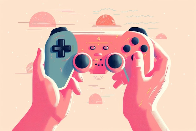 Trendy moderne videogame controller abstract grafisch ontwerp illustratie achtergrond