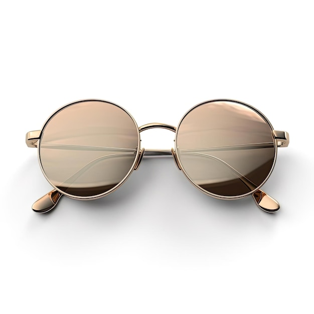 A trendy and oversized roundframe sunglasses with mirrored lenses and gold hardware