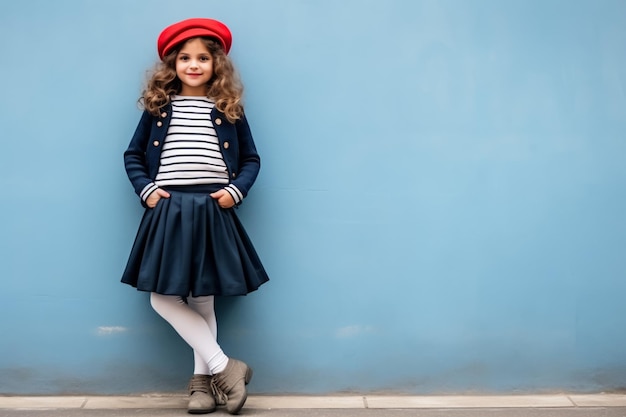 Foto ensemble di alta moda francese per bambine alla moda parigina chic