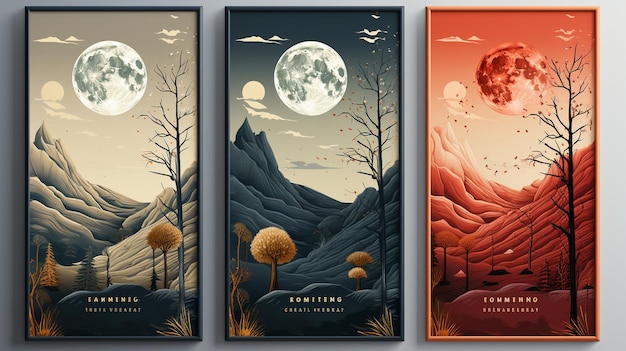 Trendy poster template set