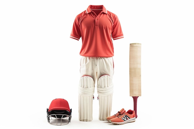 Foto kit di cricket rosso e bianco alla moda