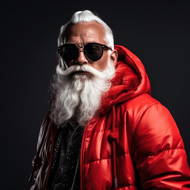Trendy Santa Claus with glasses and copyspace