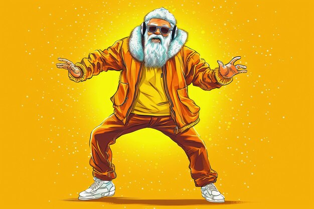 Trendy santa claus on yellow background generative ai