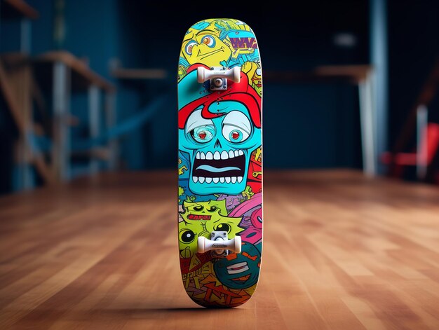 Photo trendy skateboard deck mockup for sports and lifestyle ai generated