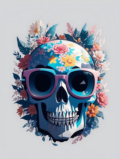 Trendy Skull in Studio Ghibli Style 3D Vector TShirt Art