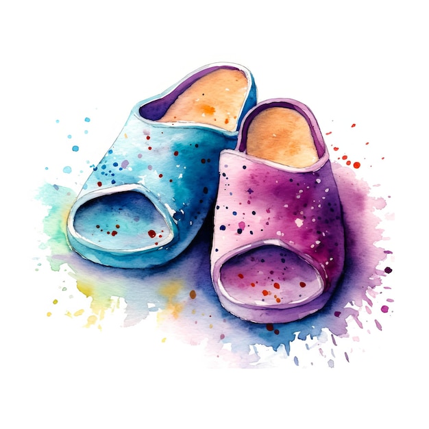 Trendy Slipper Footwear vierkante illustratie