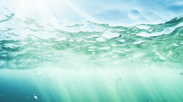 トレンディな夏の自然のバナー 爽やかなアクア波と澄んだ水の質感