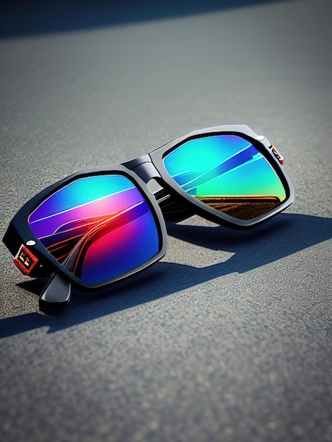 Trendy sunglasses shimmering in different colors AIgenerated