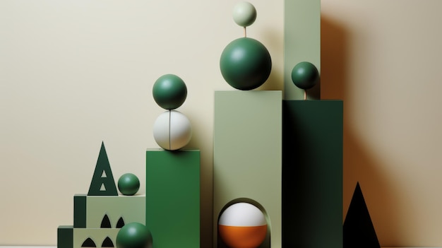 Trendy surreal balanced composition of different shapes Abstract beauty of minimal forms