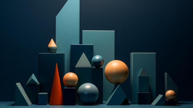 Trendy surreal balanced composition of different shapes Abstract beauty of minimal forms