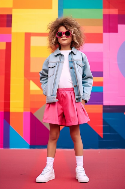 Foto trendy urban scenery l'avventura alla moda della bambina