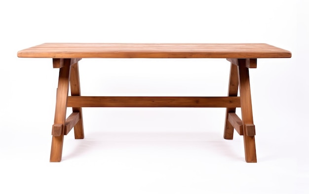 A Trestle Table Showcasing Artistry in Wood Isolated on Transparent Background