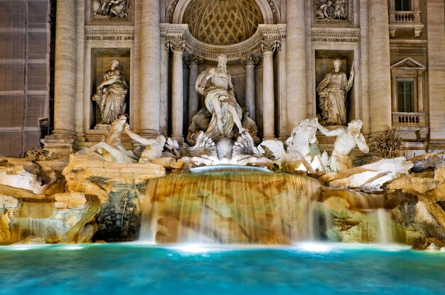 Trevi Fountain at night Rome Italy Baroque monument of Renaissance