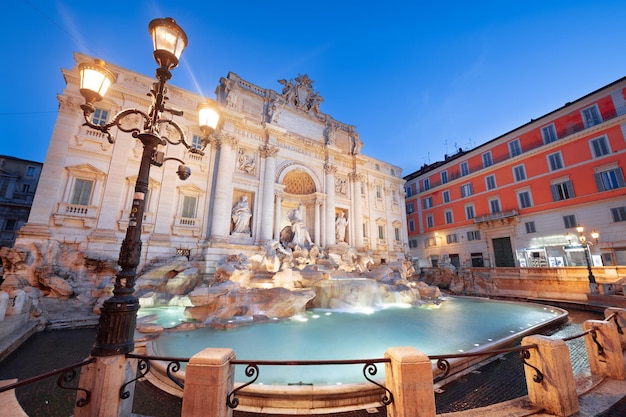 Trevi fountain at twilight in rome italy