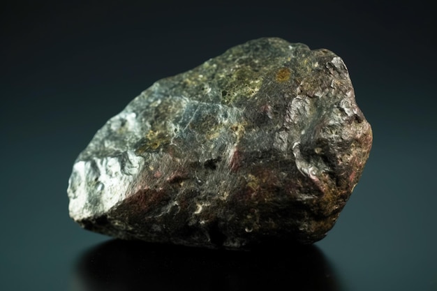 Trevorite fossiele minerale steen Geologische kristallijne fossiel Donkere achtergrond close-up