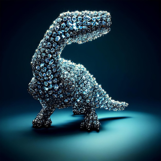 Photo trex dinosaur statue made of diamonds rubies
