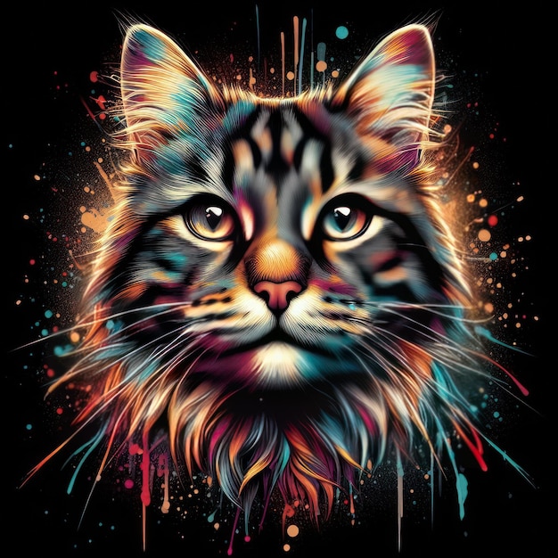 Photo triadic feline majesty hyperdetailed 8k tabby cat art
