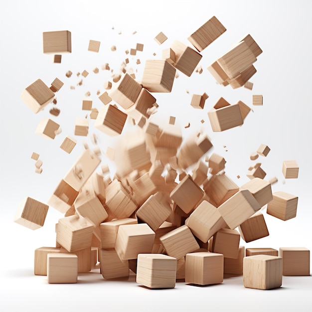 a trial of wooden blocks falling one after