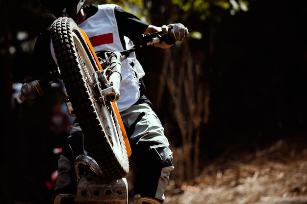 Photo trials motorcycle while competition