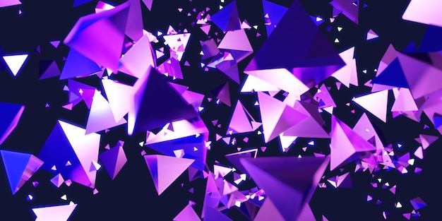 Triangle abstract technology glow background 3d illustration