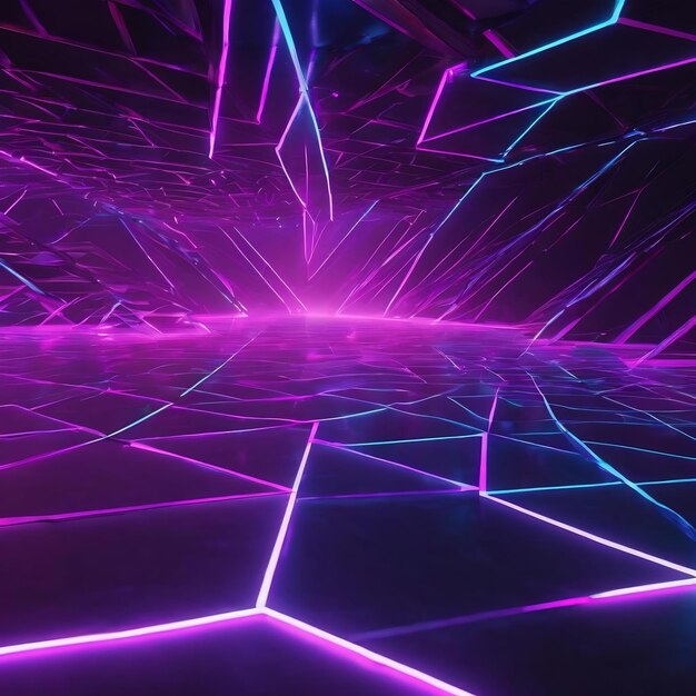 Triangle arc purple blue electric laser neon futuristic virtual with wave distort floor