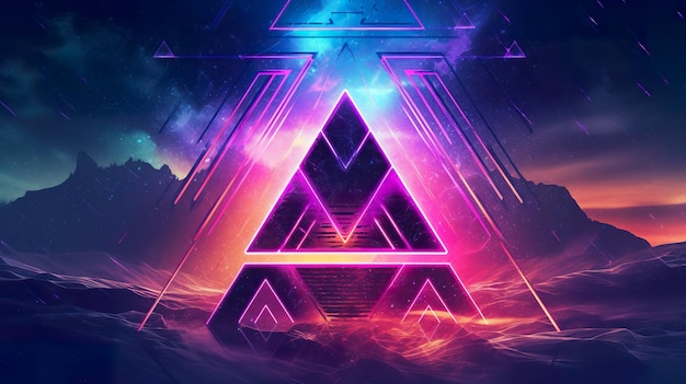 Triangle background Synthwave 80s ai generate