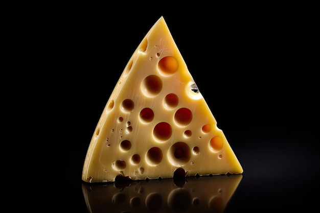 Triangle Cheese On Black Background