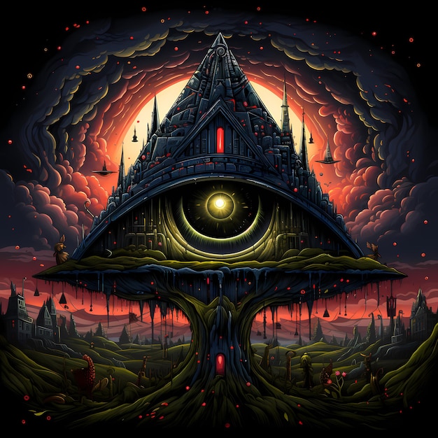 Triangle eye tshirt dark art illustration