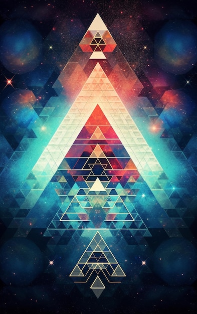 Photo triangle fractal poster design