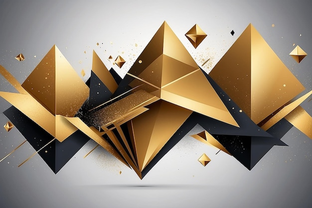 triangle geometry abstract vector illustration for header invitation banner card concept gold luxury new retro style dynamic pattern composition for poster