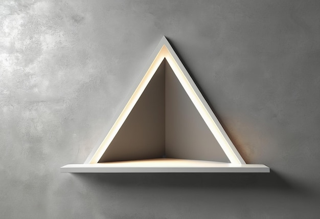 a triangle shape is on a shelf that is made of wood