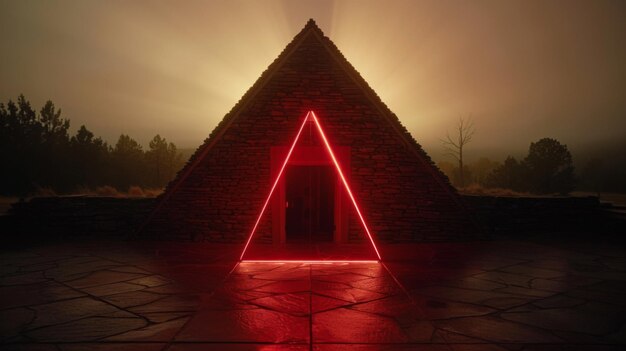 a triangle with a red light in the middle of it