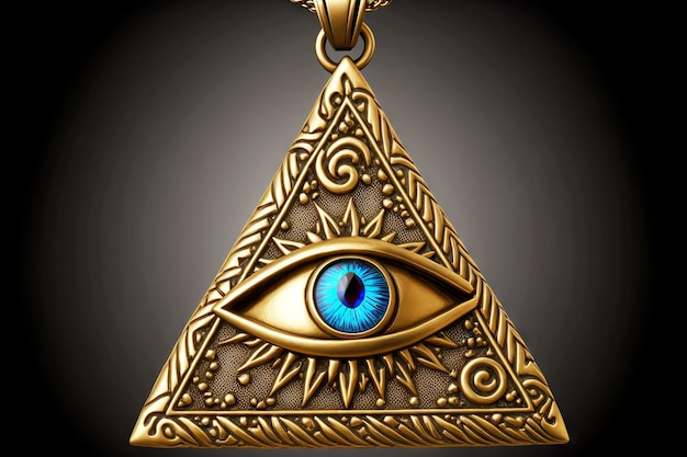 Triangular amulet with blue eye as protection against evil eye