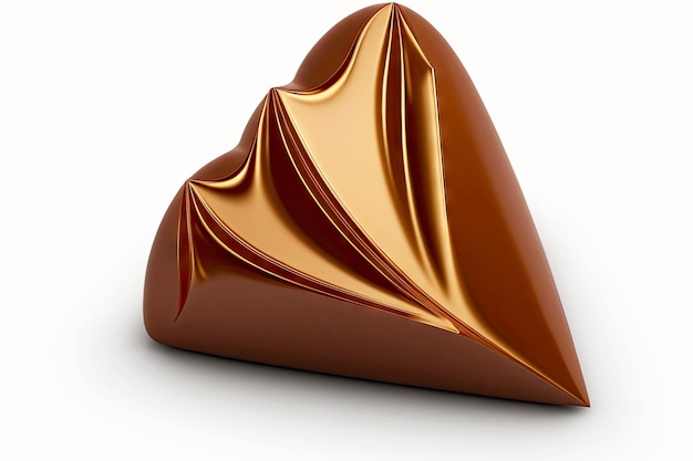 Triangular chocolate heart in white background created with generative ai