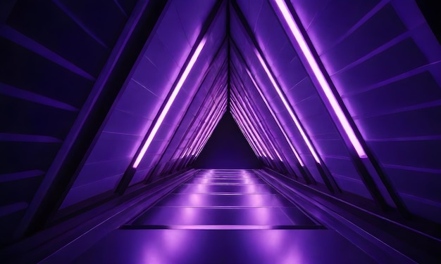 Треугольная геометрическая структура с фиолетовым освещением с точки зрения n вверх
