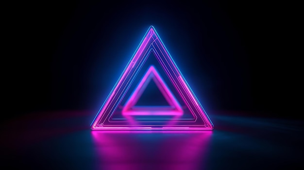 A triangular shaped object glowing in the darkness Generative ai