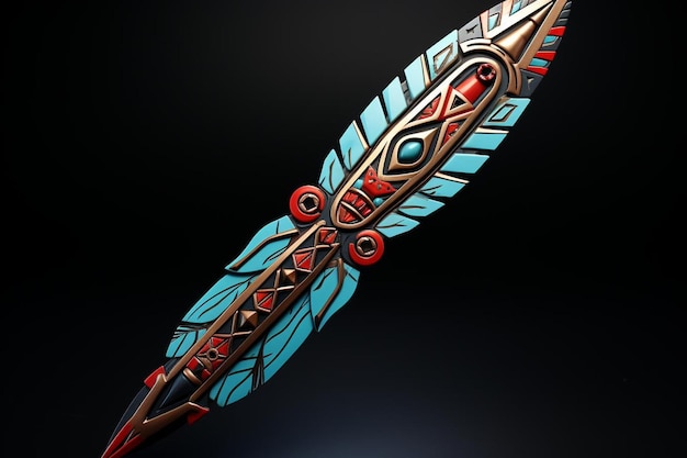 Photo tribal arrowhead and feathers