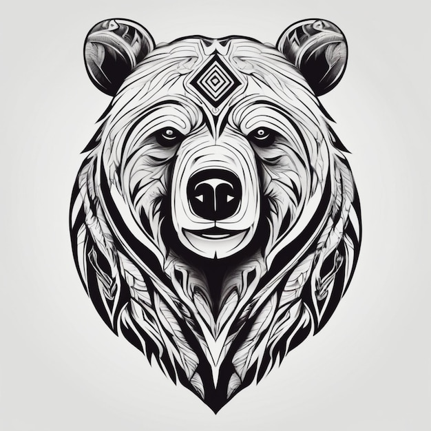 Photo tribal bear in intricate design