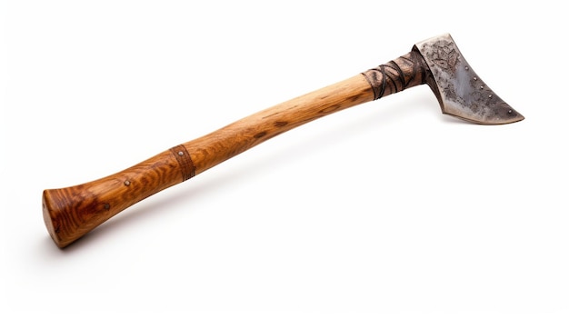 Tribal Carved Hatchet Weapon on White Background