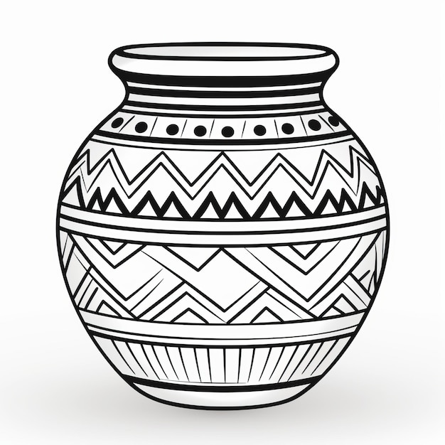 Tribal Ceramic Pot Vector Crisp Outlines Elegant Inking Techniques