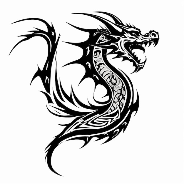 Premium AI Image | Tribal Dragon Tattoo