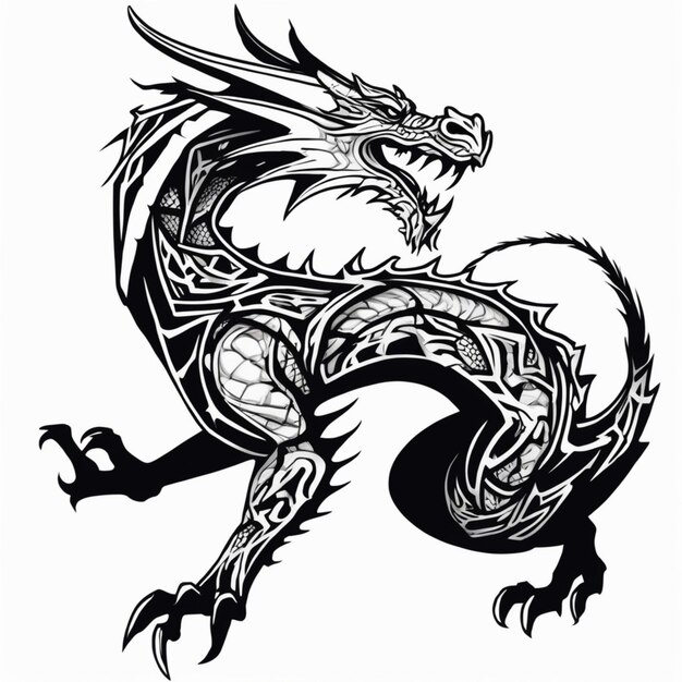 Premium AI Image | Tribal Dragon Tattoo