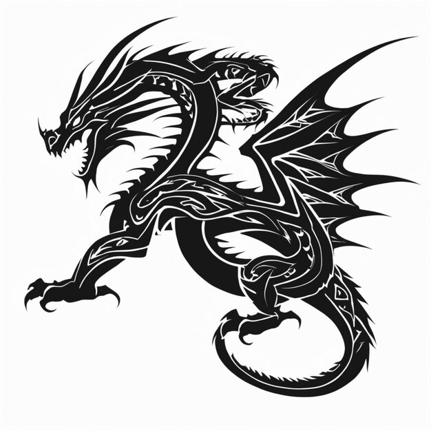 Premium AI Image | Tribal Dragon Tattoo