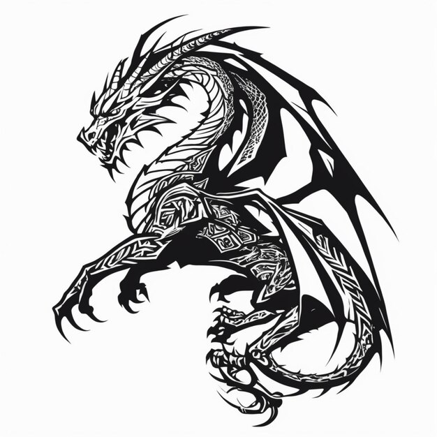 Premium AI Image | Tribal Dragon Tattoo