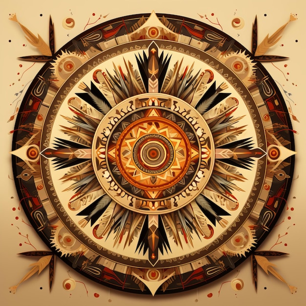 Tribal Mandala in Earthy Tones like Brown and Beige