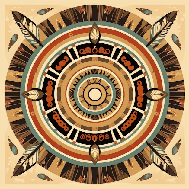 Tribal Mandala in Earthy Tones like Brown and Beige
